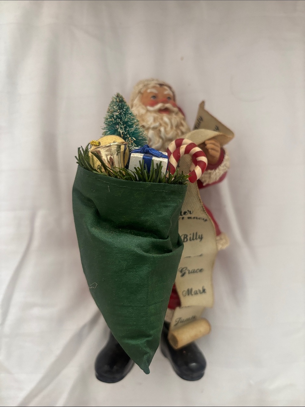 Possible Dreams Classic Santa Figurine with Green Gift Sack Holiday Accent